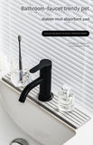 Diatom Mud Faucet Splash Guard & Absorbent Mat - Quick Dry, Non-Slip Sink Organizer(light grey)