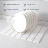 Folding Diatomaceous Earth Countertop Drain Mat - Quick Dry, Non-Slip & Easy Clean Absorbent Pad(white)