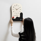 Abstract Modern Wall Clock - Silent Non-Ticking Decorative Clock with Wavy Design & Ceramic Accent(black)
