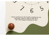 Abstract Modern Wall Clock - Silent Non-Ticking Decorative Clock with Wavy Design & Ceramic Accent(green)