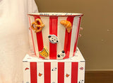 Charming Striped Ceramic Instant Noodle Bowl with 3D Accents & Happy every day!" Message(red)"