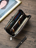 Two pieces High-Capacity PU Leather Clutch Wallet - Unisex Design with Wrist Strap, Zipper & Multiple Card Slots(Light brown)