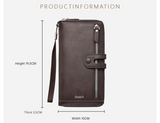 Two pieces High-Capacity PU Leather Clutch Wallet - Unisex Design with Wrist Strap, Zipper & Multiple Card Slots(Light brown)