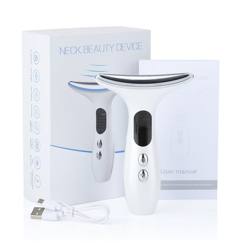 Multi-Function Neck & Face Beauty Device - 4-in-1 LED Light Therapy, EMS Lifting & Anti-Wrinkle Massager(White)