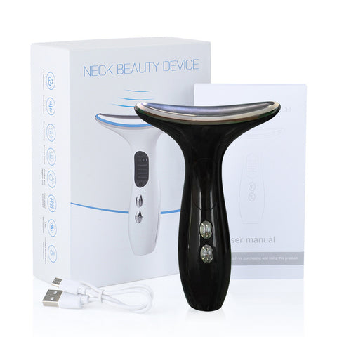 Multi-Function Neck & Face Beauty Device - 4-in-1 LED Light Therapy, EMS Lifting & Anti-Wrinkle Massager(black)
