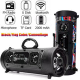 Portable Wireless Speaker - FM Radio, USB/TF Playback, AUX Input, Microphone Support & 2000mAh Battery(Camouflage)