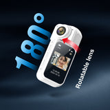 Thumb-Sized 2.7K Camera with 180 Rotatable Lens & Magnet Mount - Capture Your World Hands-Free(white+32G)