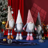 Retractable Leg Christmas Gnome Plush - Adjustable Standing Holiday Decoration(brown)