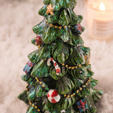 Miniature Decorated Christmas Tree Tabletop Ornament - Holiday Village Display Decoration(brown)