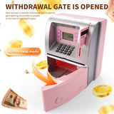 Kids Electronic ATM Savings Bank - Digital Piggy Bank with Password, Auto Roll-in Banknotes & Coin Slot for Financial Learning Fun(black)