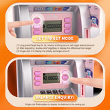Kids Electronic ATM Savings Bank - Digital Piggy Bank with Password, Auto Roll-in Banknotes & Coin Slot for Financial Learning Fun(black)