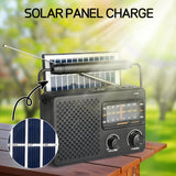Portable Solar Powered 3-Band AM/FM/SW Radio with Bluetooth Speaker & Multiple Charging Options(black)
