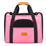 Foldable Soft-Sided Pet Carrier for Travel - Fits Cats & Small Dogs Under 6kg, with Removable Plush Bed & Shoulder Strap(pink)