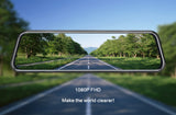 10-Inch Dual Lens Dash Cam Mirror - 1080P FHD Touch Screen Car DVR with Rear Camera, Night Vision & G-Sensor(black)