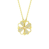S925 Sterling Silver 2-in-1 Magnetic Convertible Clover to Hearts Pendant Necklace(Platinum)