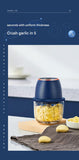 Electric Mini Garlic Chopper with Glass Bowl - USB Rechargeable, 6 Blades, Large Capacity(blue)