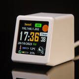 2pc Mini Smart Wi-Fi Weather Station Clock - Desktop Digital Clock with HD IPS Screen, Customizable GIF Display & 3-Day Forecast(White)