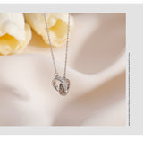 2pc Elegant Interlocking Rings Pendant Necklace with Zirconia Accents - Copper Base, Minimalist Jewelry(Rose gold)