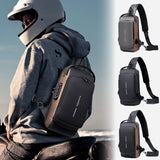 Grey and Brown Men's Anti-Theft Crossbody Sling Bag with USB Charging Port & Combination Lock