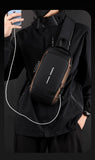 Grey and Brown Men's Anti-Theft Crossbody Sling Bag with USB Charging Port & Combination Lock