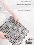 Grey And Pink DIY Interlocking Non-Slip Floor Tiles - 12-Pack PVC Drainage Mat for Shower & Bathroom Safety