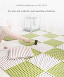 Grey And Pink DIY Interlocking Non-Slip Floor Tiles - 12-Pack PVC Drainage Mat for Shower & Bathroom Safety