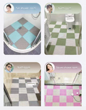Grey And Pink DIY Interlocking Non-Slip Floor Tiles - 12-Pack PVC Drainage Mat for Shower & Bathroom Safety