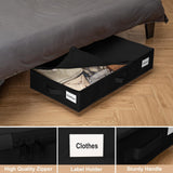 1 piece Black Size L Collapsible Underbed Storage Organizer with Wheels - Fabric Bin with Dustproof Lid