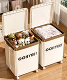 Beige Large Foldable Storage Box with Lid and Wheels - Heavy Duty Collapsible Toy Organizer Bin