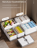 Size L Brown Collapsible Storage Box with Wheels and Telescopic Handle - Stackable Folding Crate for Car & Home