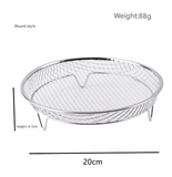 Silver 3-Pack Stackable Air fryer Racks - Food Grade Stainless Steel Multi-Layer Dehydrator & Crisper Tray Accessory