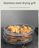 Silver 3-Pack Stackable Air fryer Racks - Food Grade Stainless Steel Multi-Layer Dehydrator & Crisper Tray Accessory