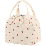 Black and White Checkered Pattern Corduroy Lunch Bag - Insulated Thermal Cooler Tote for School Work and Picnics