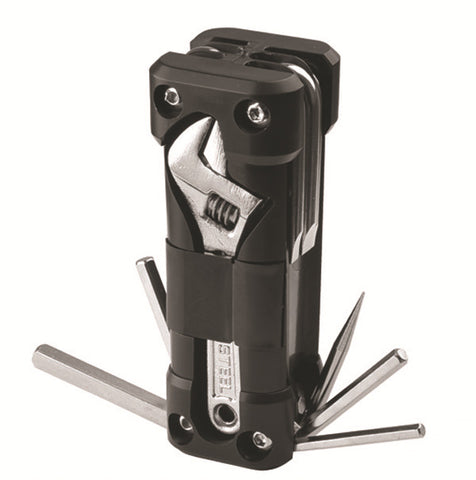 Black Versatile 16-in-1 Bike & Motorcycle Multi-Tool - Portable Repair Kit with Adjustable Wrench