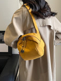 Yellow Lightweight Canvas Crossbody Bag - Minimalist Casual Shoulder Satchel with Adjustable Strap