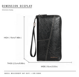 Brown Men's Long Zipper Wallet Clutch - PU Leather Wristlet with Phone and Card Slots