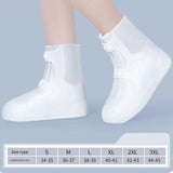 2 Pcs Size L White Reusable Waterproof Shoe Covers - Heavy Duty Non-Slip Rain Boot Protectors