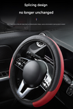 2-Pack (Type A + Type B) Brown And Black Sporty Carbon Fiber Leather Steering Wheel Cover - Universal 38cm Easy-Fit Elastic Grip