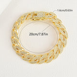 Gold 16mm Iced Out Cuban Link Bracelet - Heavy Paved Rhinestone Hip Hop Chain for Men