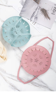 Large Blue Flexible Silicone Steamer Basket with Heat-Resistant Handles - Food-Grade Vegetable Steamer Insert for Pots & Pans