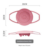 Small Pink Flexible Silicone Steamer Basket with Heat-Resistant Handles - Food-Grade Vegetable Steamer Insert for Pots & Pans