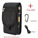 Black Heavy-Duty Tactical Phone Pouch - Multi-Pocket Belt Holster & Utility Waist Bag for Outdoor Work and EDC