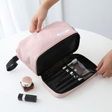Blue Chic Dual-Compartment Makeup & Toiletry Bag - Large Capacity Travel Organizer with Brush Holder