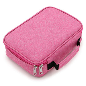 Pink Large Capacity 72-Slot Pencil Case - Multi-functional Oxford Cloth Storage for Students, Artists & Stationery (23x7x16 cm, 228g)