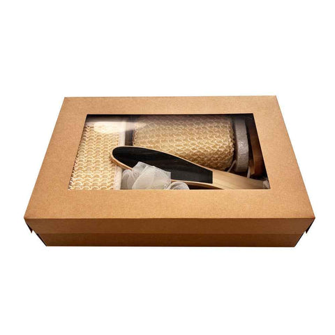 7pcs Natural Spa Bath Gift Set - Includes Body Brush, Sisal Loofah, Pumice Stone and Scrubber - Luxury Home Body Care Kit for Gifting