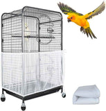 M White【Height 20, Circumference 170】 Large Bird Cage Seed Catcher Net Cover - Adjustable Mesh Guard Splash-Proof Dust Cover for Indoor Outdoor Cages