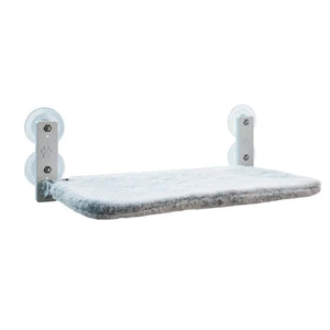 Foldable Window Faux Rabbit Fur Cat Perch(52 x 30 cm) - Warm Soft Plush Hammock with Strong 85mm Dual Suction Cups for Indoor Pets