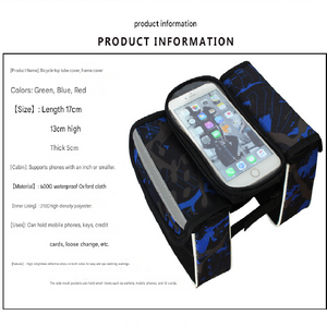 Red Bicycle Top Tube Frame Bag with Detachable Touch Screen Phone Holder Waterproof Double Pouch Cycling Saddle Bag for Mountain Bikes