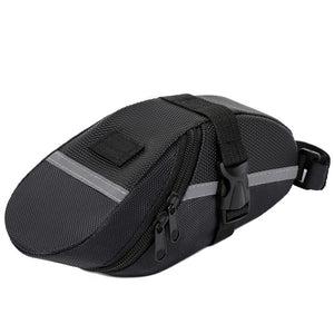 Black Water Resistant Bicycle Saddle Bag Under Seat Wedge Pack with Reflective Strip and Quick Release Strap for MTB Road Bikes