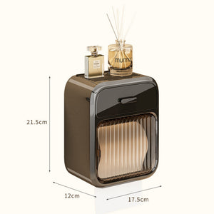 Mint Green No-Drill Wall Mounted Toilet Paper Holder with Storage Shelf and Drawer - Waterproof Bathroom Tissue Dispenser for Roll & Face Tissue